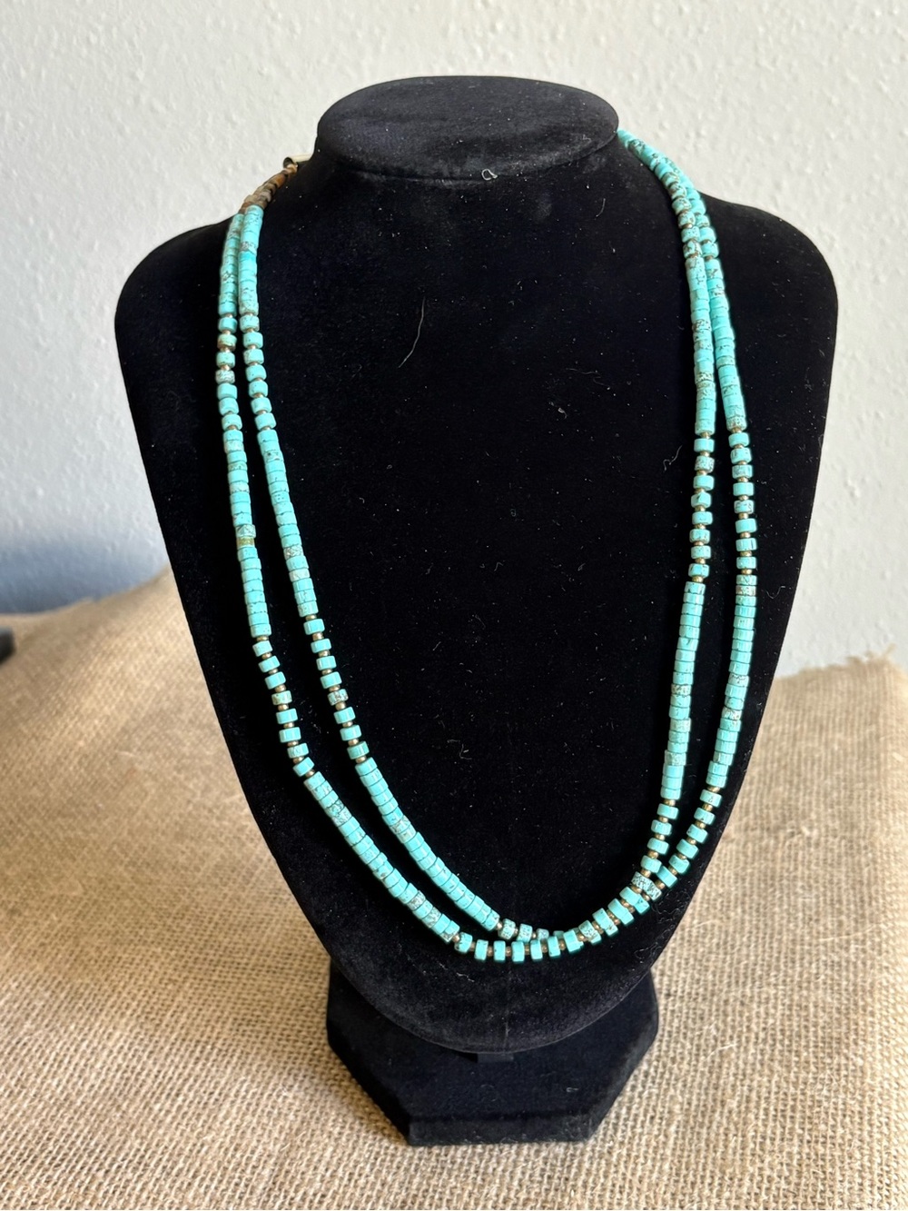 Turquoise Beaded Double Strand Necklace - Women Jewelry